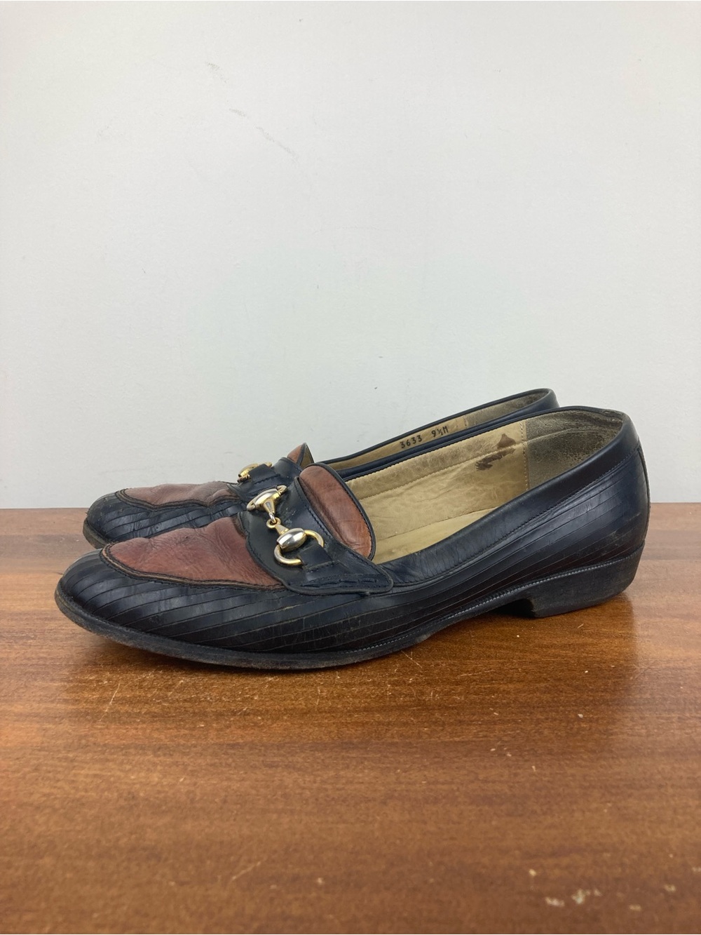 Bragano by Cole Haan Loafers Black Brown Leather Men's Size 9.5M Made Italy.